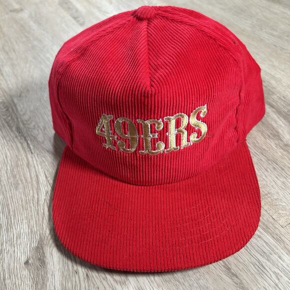 Vintage San Francisco 49ers Corduroy Hat Snapback NFL Football Star Line Red Cap - Picture 1 of 8